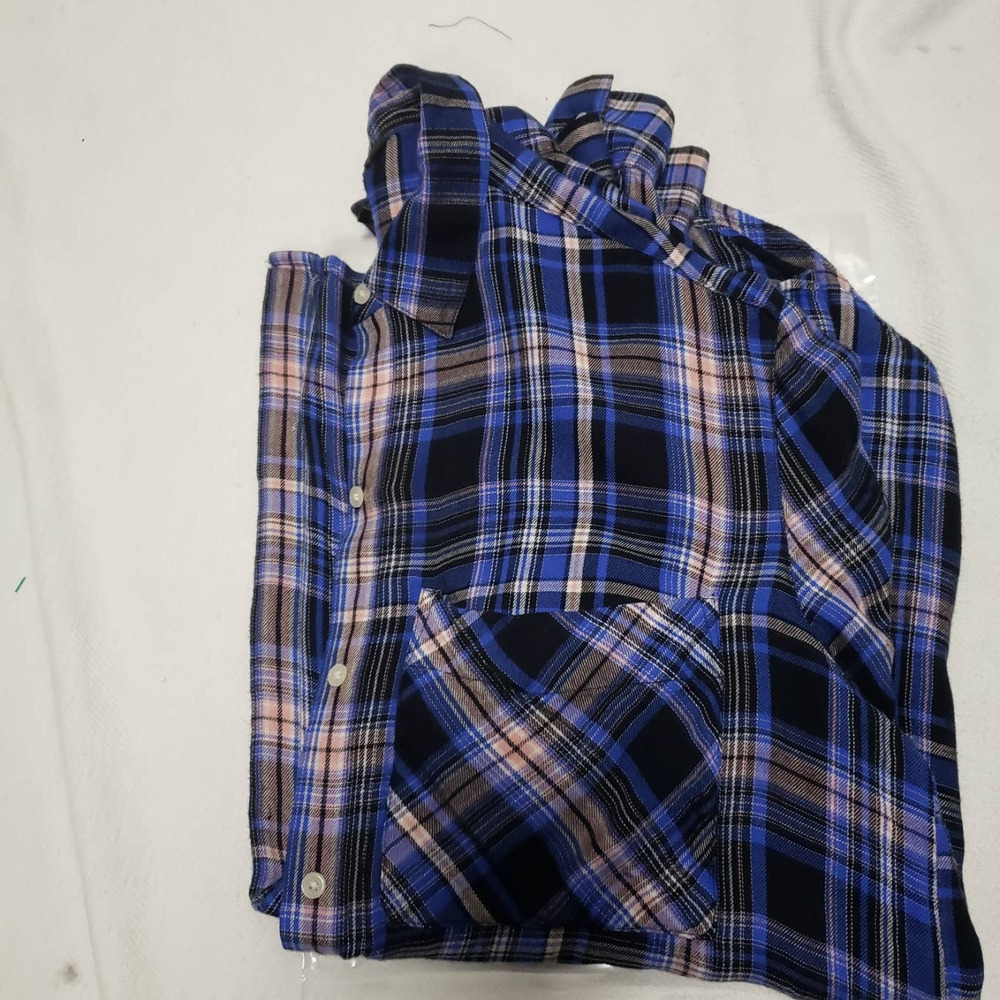 Womens EXPRESS Long Sleeve Button Down plaid shirt blue pink black Size: Small